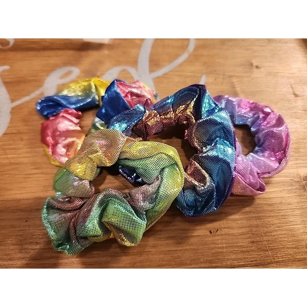 NEW 24 Pieces Rainbow Hair Scrunchies Elastic Bands‎ Scrunchy Colorful Hair Tie